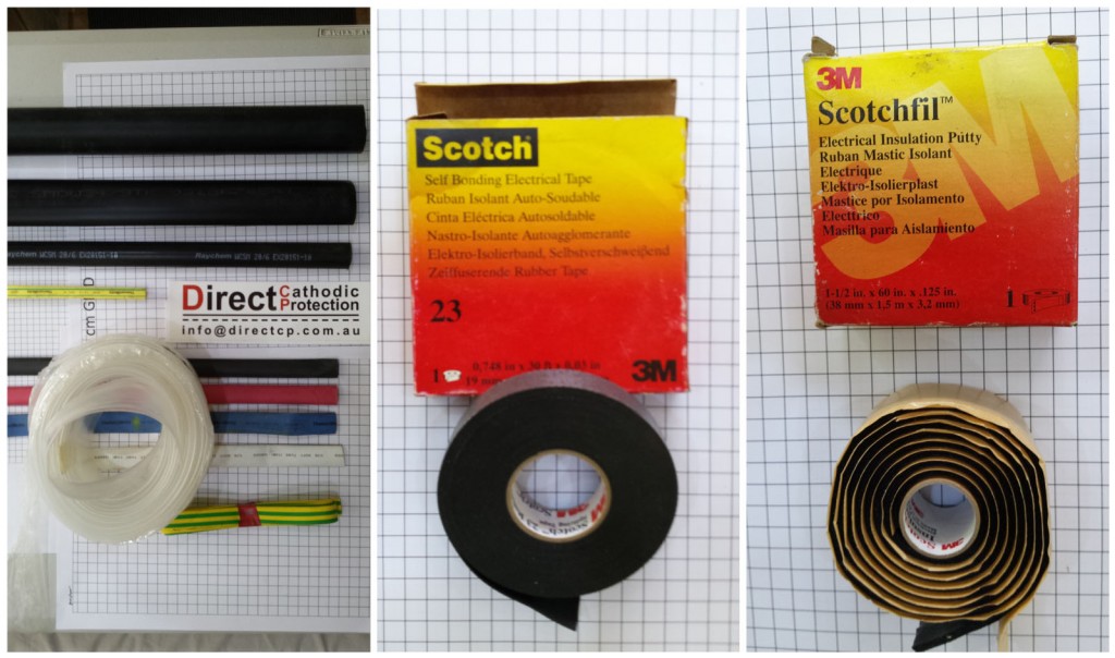 Variety of sizes of heat shrink tubing. 3m splicing and butyl mastic tapes 